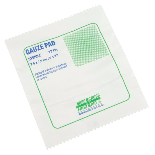 Safecross Gauze , Pad, 3" L x 3" W, Sterile, Medical Device Class 1