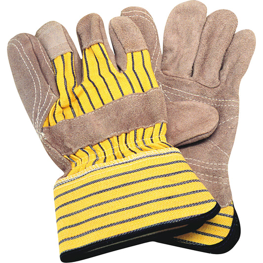 Zenith Safety Products Double-Palm Fitters Gloves, Large, Split Cowhide Palm, Cotton Inner Lining