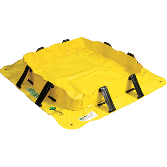Enpac Stinger Yellow Jacket™ Berm, 501 US gal. Capacity, 10' W x 10' L x 8" H, Snap-Up Bracket