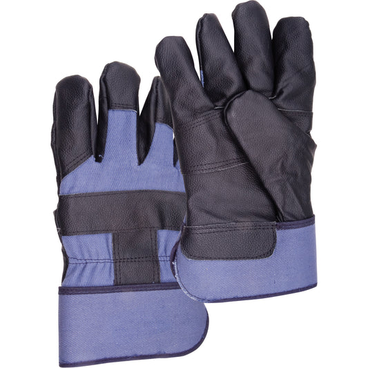 Zenith Safety Products Blue Winter-Lined Work Gloves, Large, Grain Furniture Palm, Cotton Fleece Inner Lining