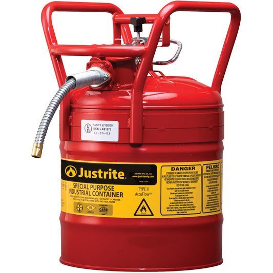 Safety Cans, Type I, Steel, 2 US gal., Red, FM Approved/UL/ULC Listed