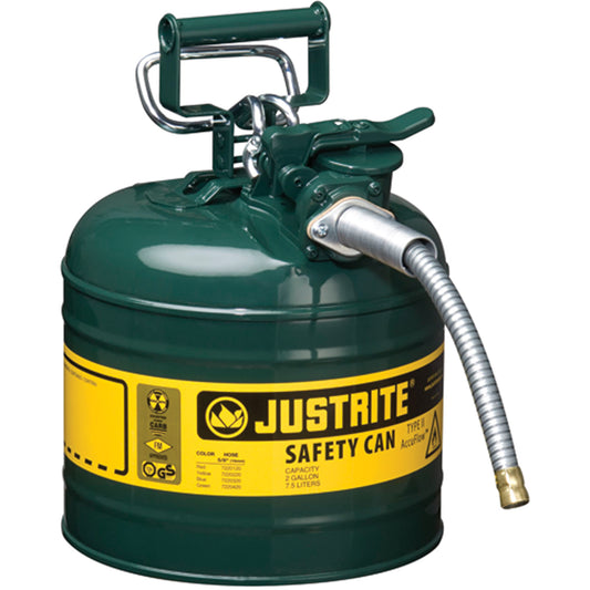AccuFlow™ Safety Cans, Type II, Steel, 2 US gal., Green, FM Approved/UL/ULC Listed