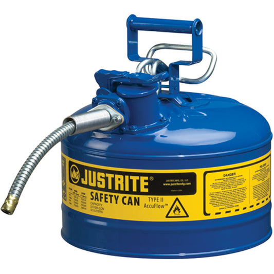 AccuFlow™ Safety Cans, Type II, Steel, 2.5 US gal., Blue, FM Approved/UL/ULC Listed
