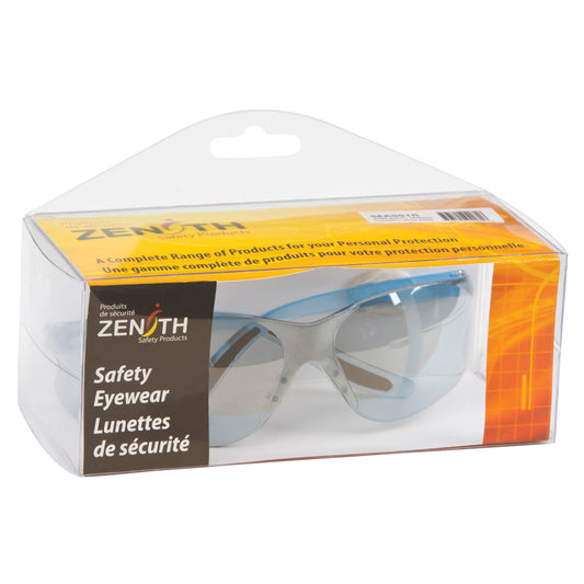 Zenith Safety Products Z500 Series Safety Glasses, Blue/Indoor/Outdoor Mirror Lens, Anti-Scratch, Meets/Exceeds CSA Z94.3