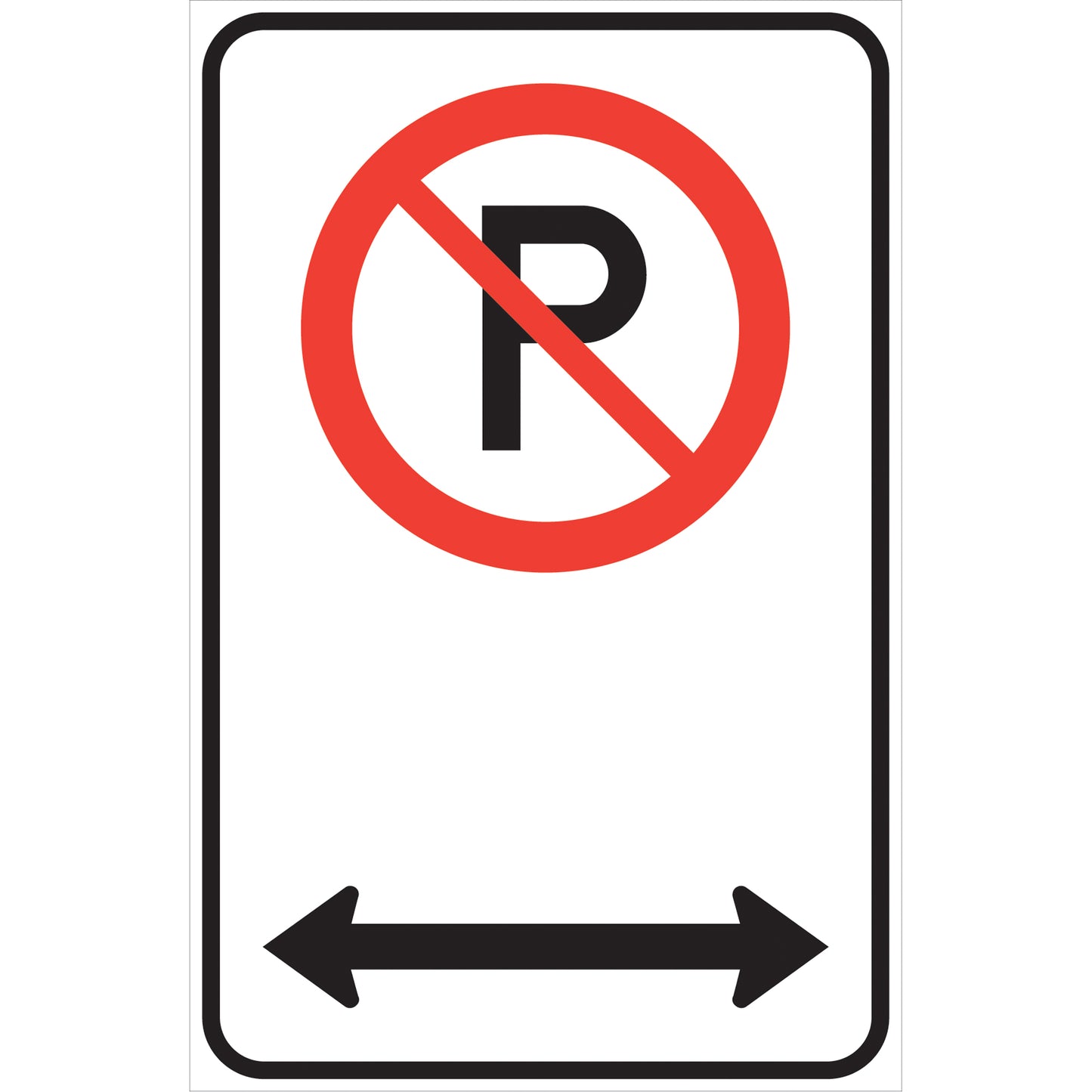  No Parking Traffic Sign with Directional Arrows, 12" x 18", Aluminum, Pictogram