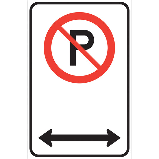  No Parking Traffic Sign with Directional Arrows, 12" x 18", Aluminum, Pictogram