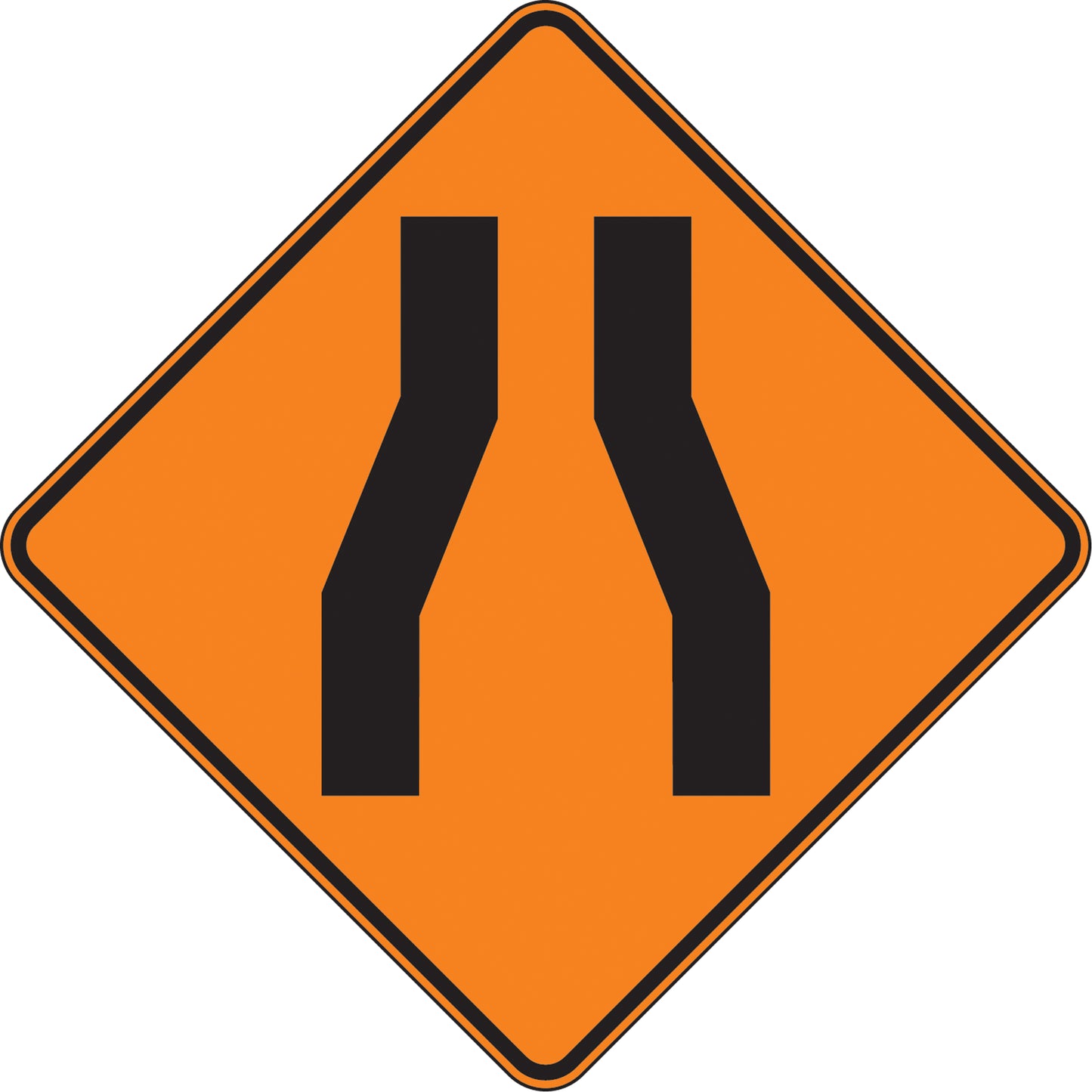  Narrow Road Traffic Sign, 24" x 24", Aluminum, Pictogram