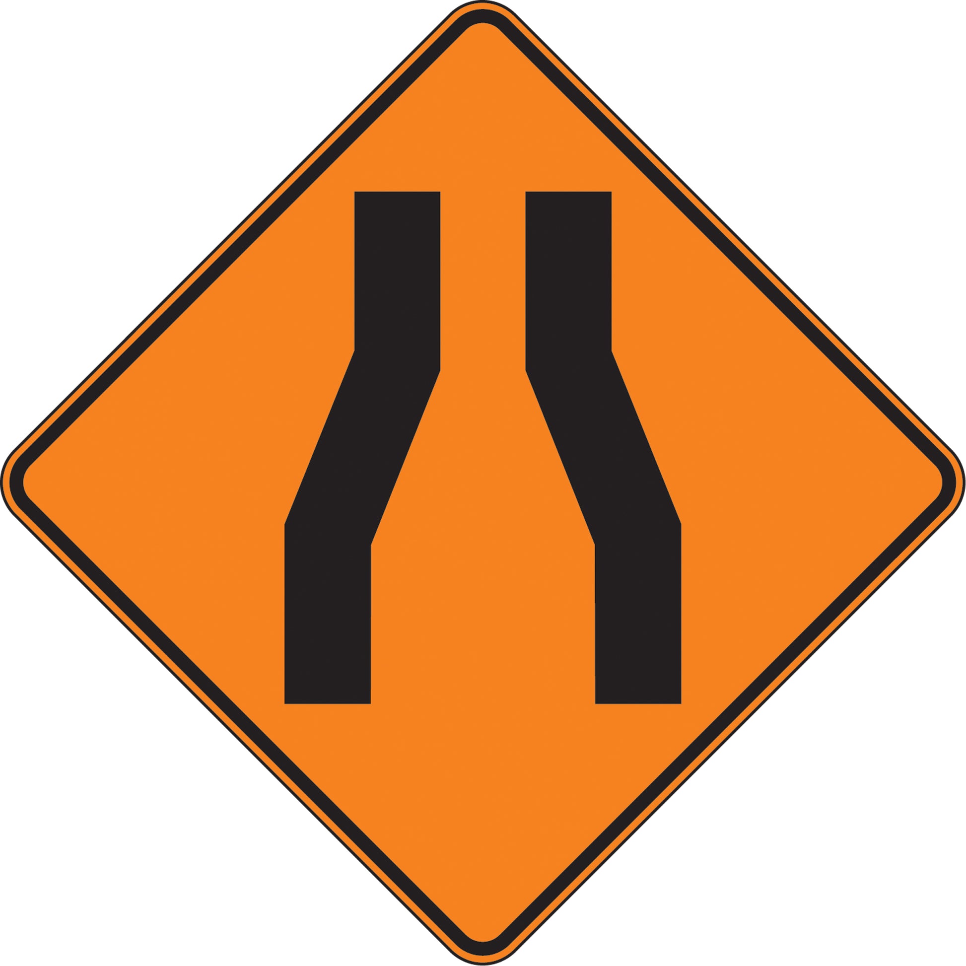  Narrow Road Traffic Sign, 24" x 24", Aluminum, Pictogram