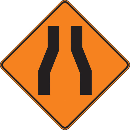  Narrow Road Traffic Sign, 24" x 24", Aluminum, Pictogram