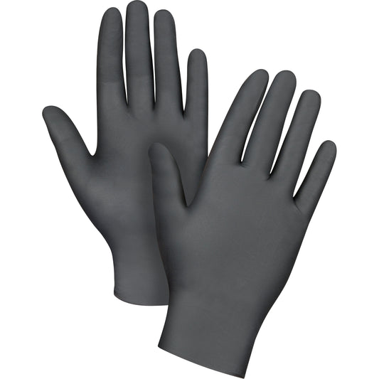 Zenith Safety Products Puncture-Resistant Medical-Grade Disposable Gloves, Large, Nitrile, 5-mil, Powder-Free, Black, Class 2