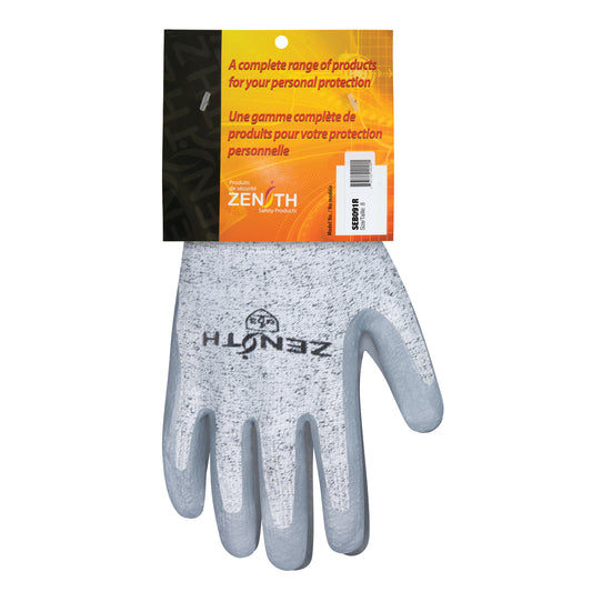 Zenith Safety Products Seamless Stretch Cut-Resistant Gloves, Size 8, 13 Gauge, Nitrile Coated, HPPE Shell, EN 388 Level 3