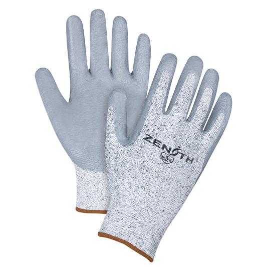Zenith Safety Products Seamless Stretch Cut-Resistant Gloves, Size Large/9, 13 Gauge, Nitrile Coated, HPPE Shell, ANSI/ISEA 105 Level 2/EN 388 Level 3
