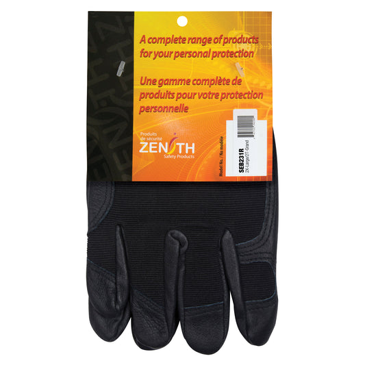 Zenith Safety Products ZM300 Mechanic's Gloves, Grain Leather Palm, Size 2X-Large