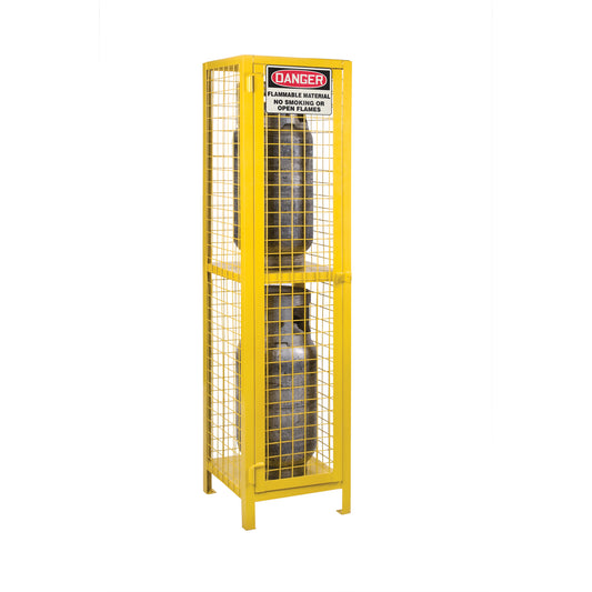 Gas Cylinder Cabinets, 2 Cylinder Capacity, 17" W x 17" D x 69" H, Yellow