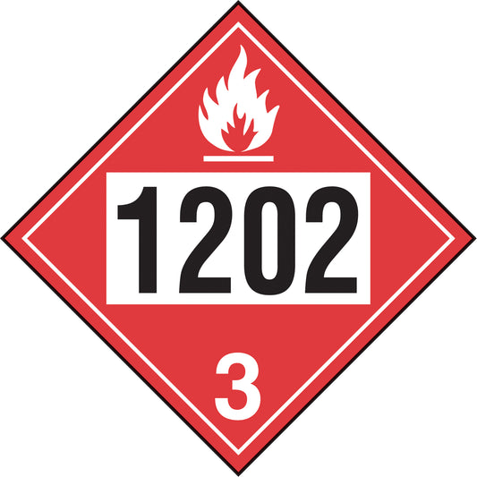 Incom Top Tape & Label Diesel Fuel & Fuel Oil TDG Placard, Adhesive Vinyl