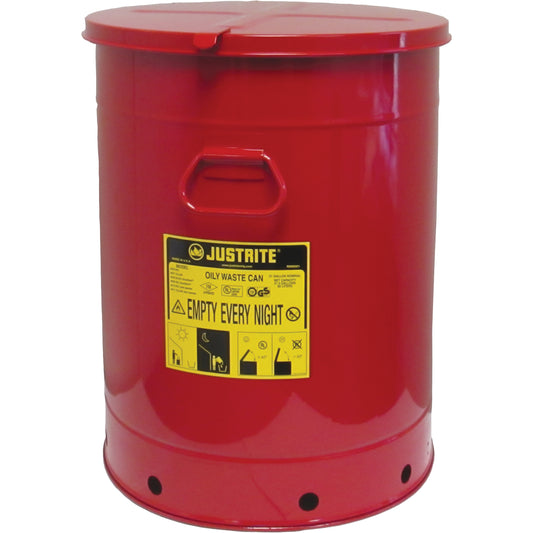Hand Operated Oily Waste Can, FM Approved/UL Listed, 21 US gal., Red