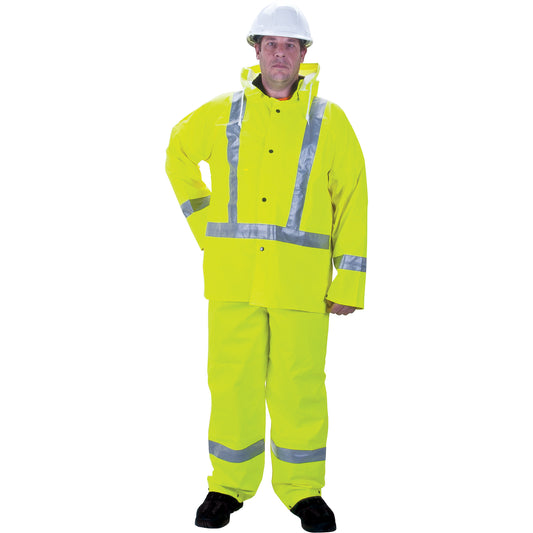 Zenith Safety Products RZ900 Premium Traffic Rain Suit, Small, High Visibility Lime-Yellow