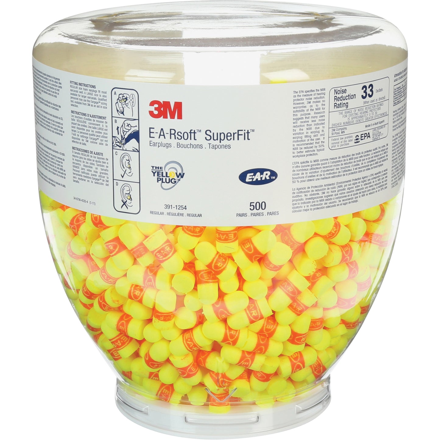 3M Refill E-A-Rsoft™ SuperFit™ One Touch™ Earplugs, Bulk - Canister