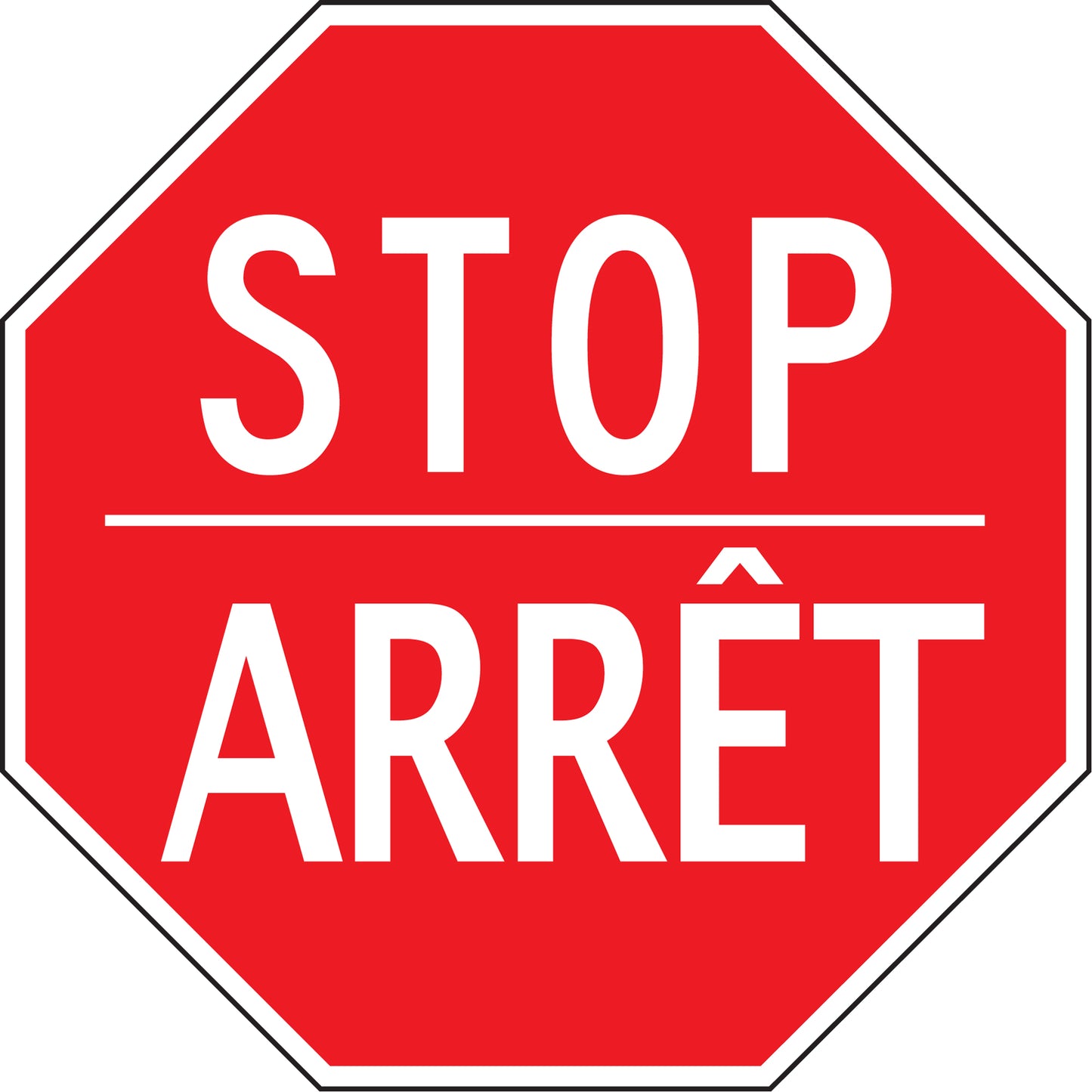  "Stop / Arrêt" Sign, 24" x 24", Aluminum, Bilingual with Pictogram