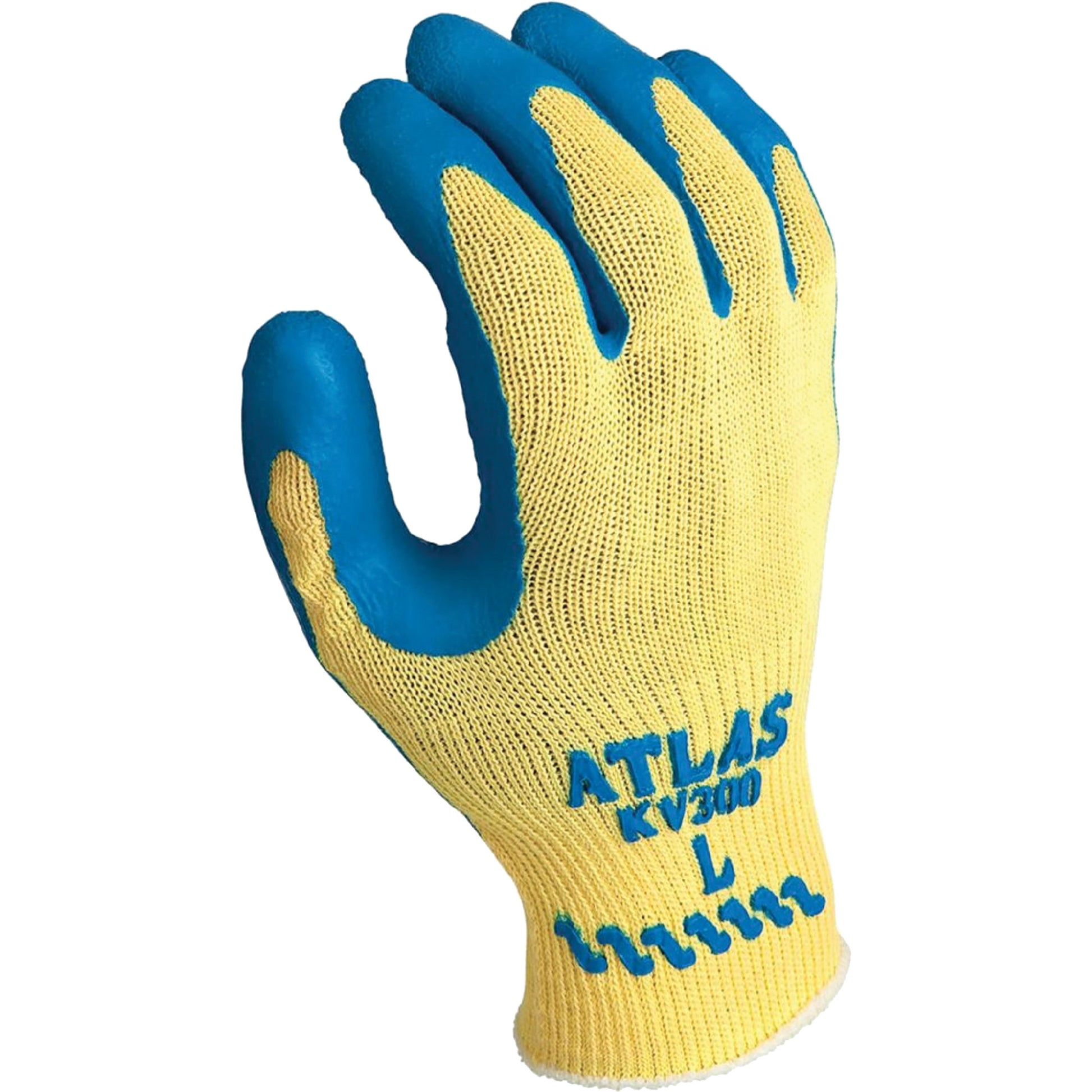 Showa Atlas® Grip KV300 Gloves, Size Large/9, 10 Gauge, Rubber Latex Coated, Kevlar® Shell, ANSI/ISEA 105 Level 3/EN 388 Level C