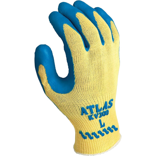 Showa Atlas® Grip KV300 Gloves, Size Large/9, 10 Gauge, Rubber Latex Coated, Kevlar® Shell, ANSI/ISEA 105 Level 3/EN 388 Level C