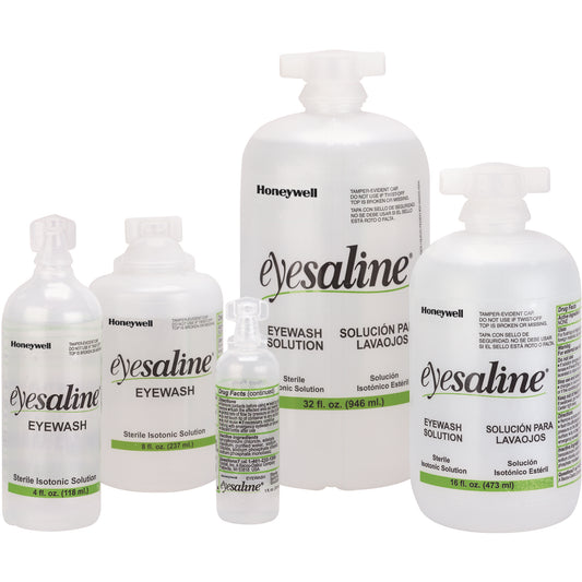 Honeywell Saline Eyewash Bottles, Full Bottle, 8 oz.