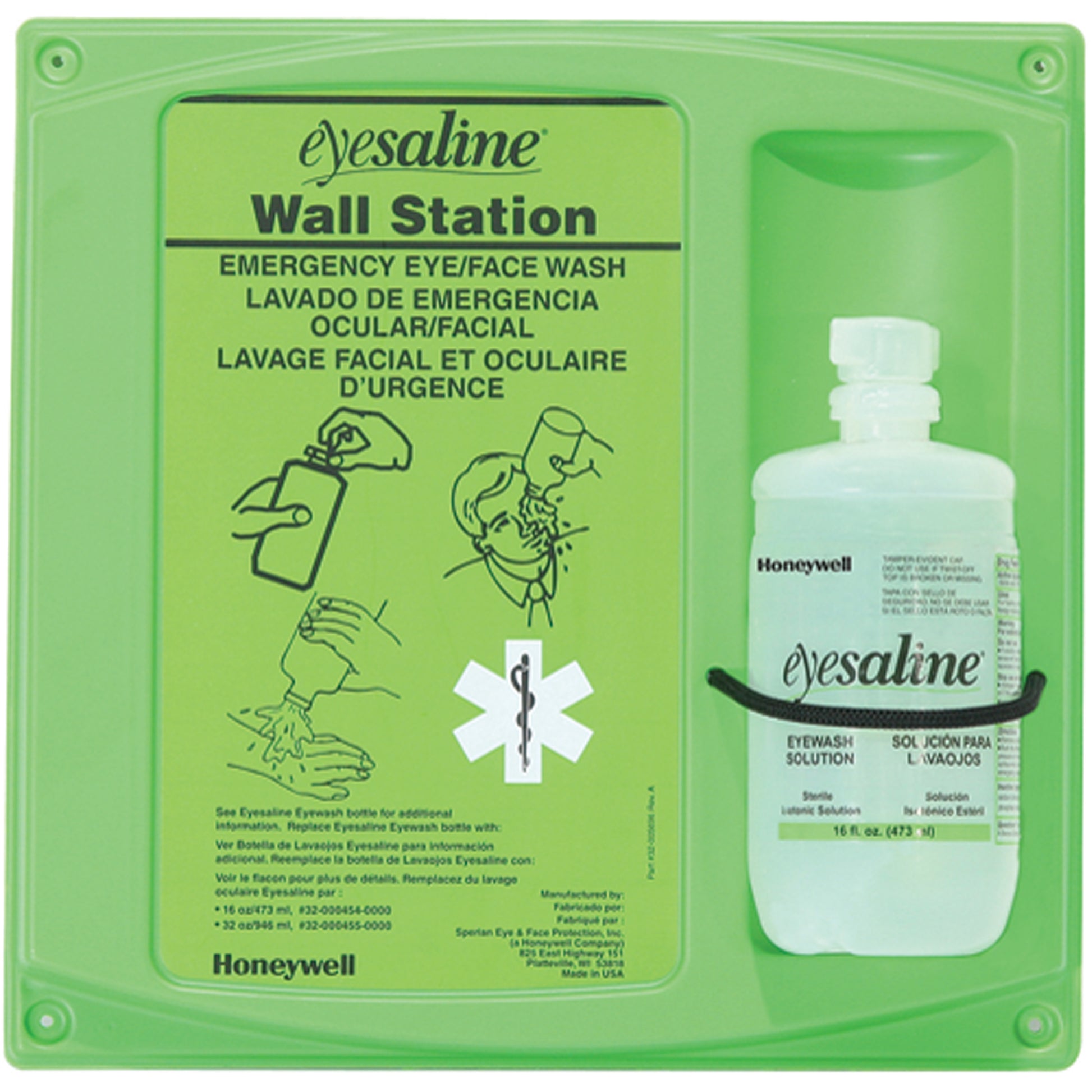 Honeywell Saline Eyewash Wall Station, Single