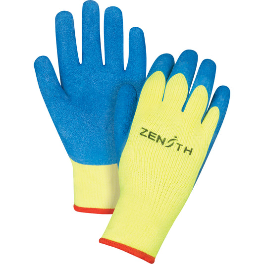 Zenith Safety Products High Visibility Coated Gloves, 11/2X-Large, Rubber Latex Coating, 7 Gauge, Terry Shell