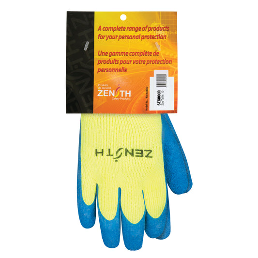 Zenith Safety Products High Visibility Coated Gloves, 10, Rubber Latex Coating, 7 Gauge, Acrylic Shell