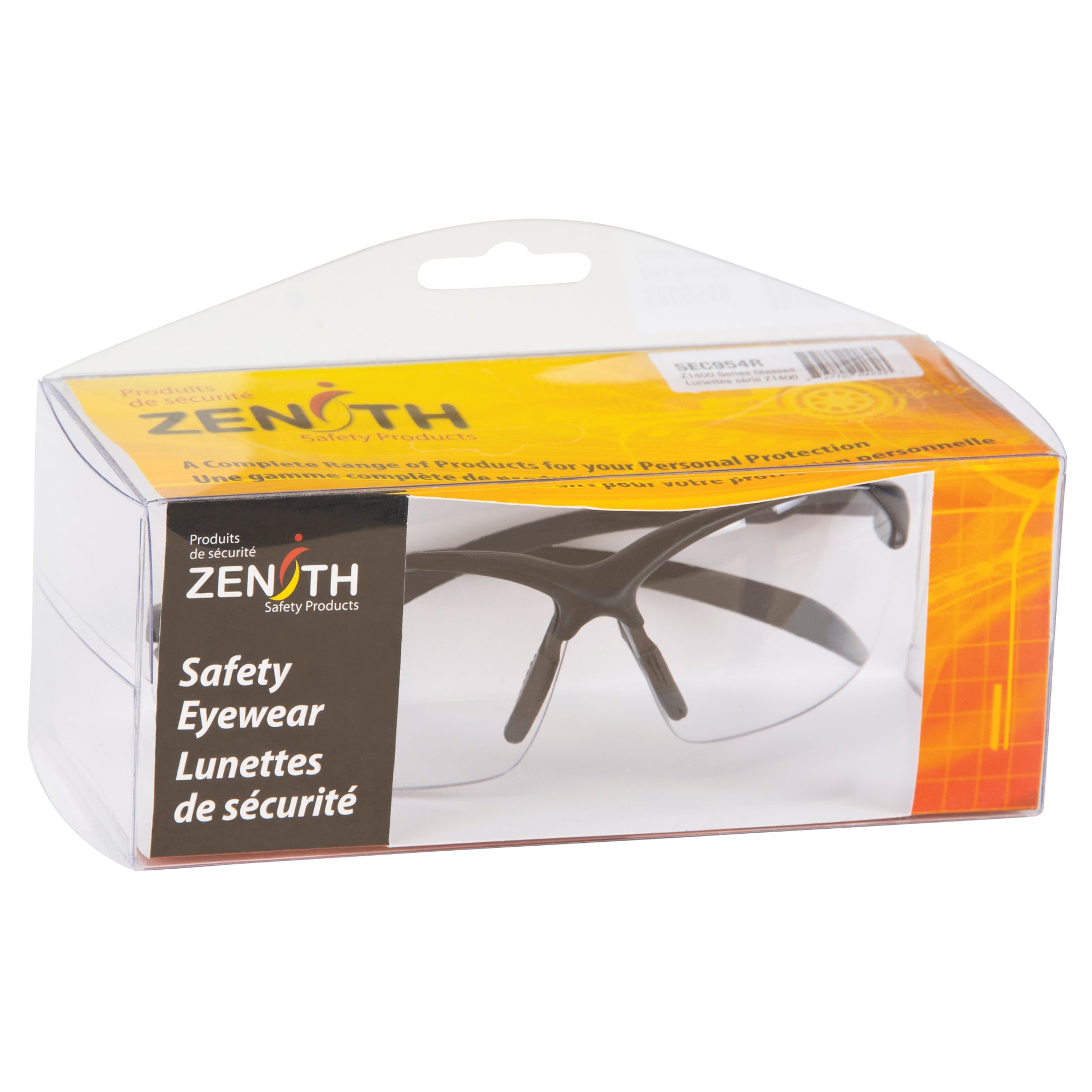 Zenith Safety Products Z1400 Series Safety Glasses, Clear Lens, Anti-Scratch, Meets/Exceeds CSA Z94.3