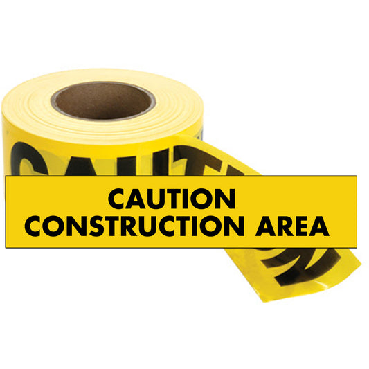 C.H. Hanson Standard Barricade Tape, English, 3" W x 1000' L, 2 mils, Black on Yellow