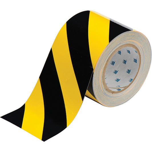 Brady ToughStripe® Floor Marking Tape, 4" x 100', Polyester, Black and Yellow