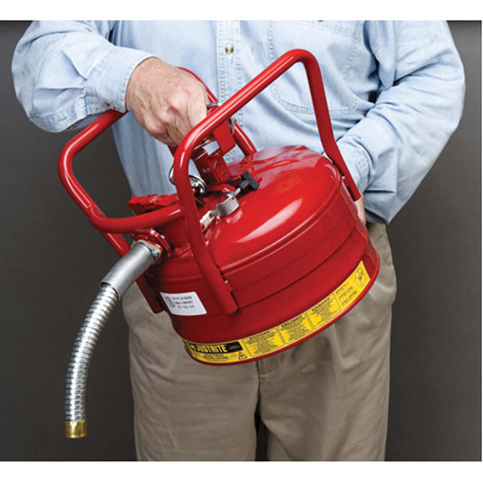 D.O.T. AccuFlow™ Safety Cans, Type II, Steel, 2.5 US gal., Red, FM Approved