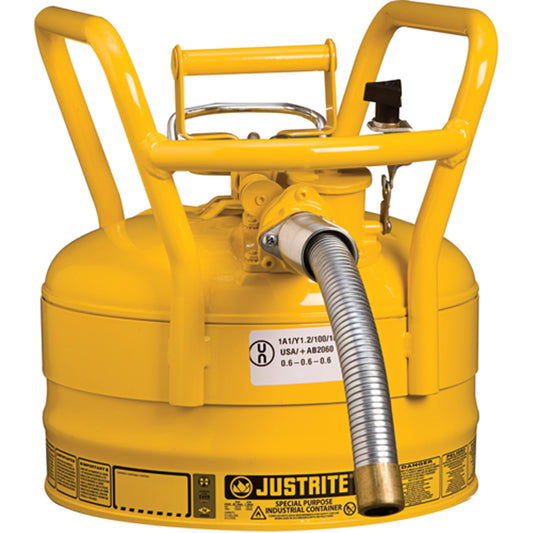 D.O.T. AccuFlow™ Safety Cans, Type II, Steel, 2.5 US gal., Yellow, FM Approved