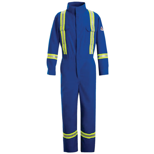 Bulwark Flame-Resistant Premium Coveralls with Reflective Trim, Size 44, Royal Blue, 5.1 cal/cm²