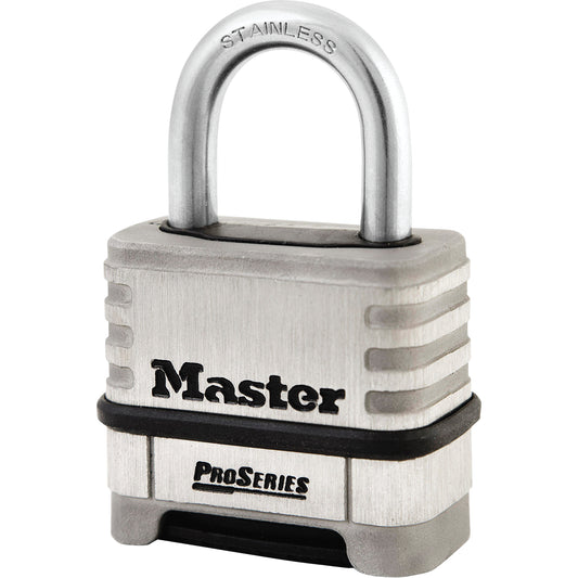 Master Lock Locks, Resettable, Stainless Steel, 2-1/4" Width