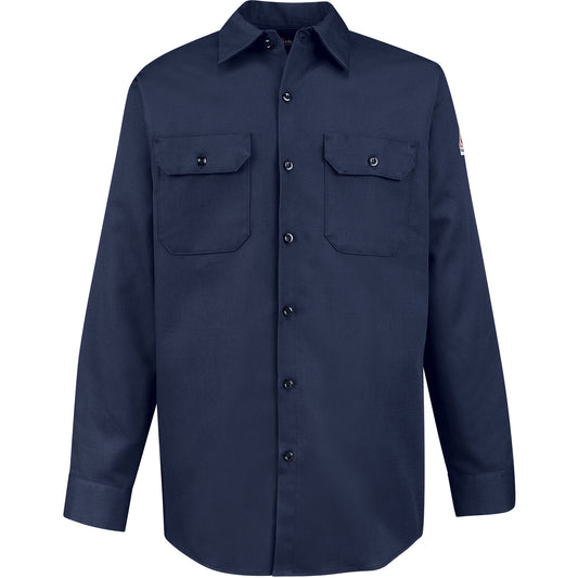 Bulwark Flame-Resistant Work Shirts, Medium, Navy Blue