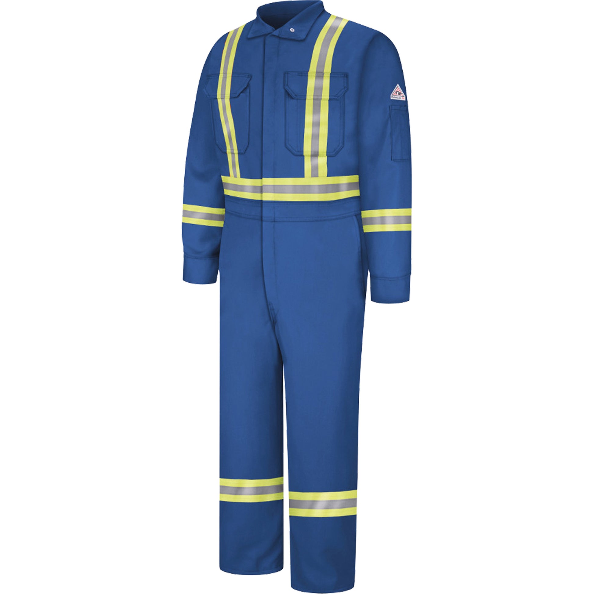 Bulwark Flame-Resistant Premium Coveralls with Reflective Trim, Size 40, Royal Blue, 12.2 cal/cm²