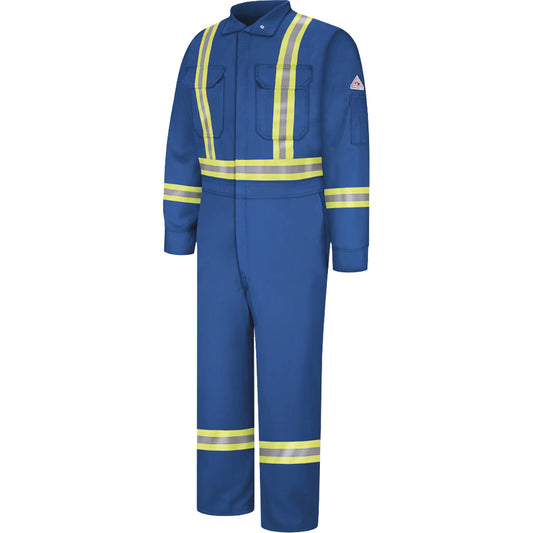 Bulwark Flame-Resistant Premium Coveralls with Reflective Trim, Size 40, Royal Blue, 12.2 cal/cm²