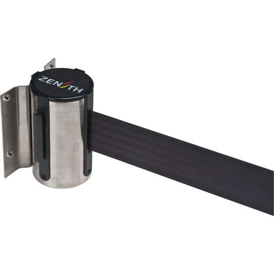 Zenith Safety Products Wall Mount Barrier, Steel, Screw Mount, 12', Black Tape