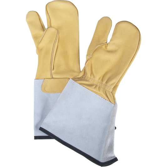 Natpro 3-Finger Gloves, Large, Grain Cowhide Palm