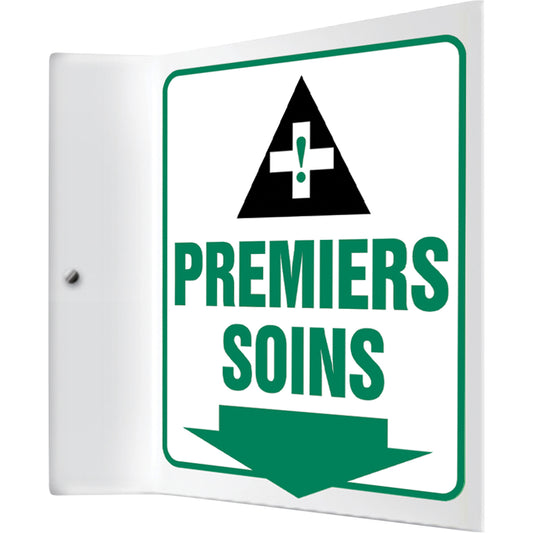 Accuform Signs "Premiers soins" Projection™ Sign, 8" x 8", Plastic, French with Pictogram