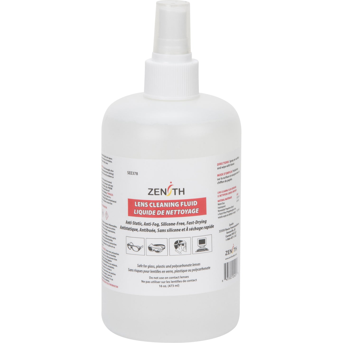 Zenith Safety Products Anti-Fog Lens Cleaner, 473 ml