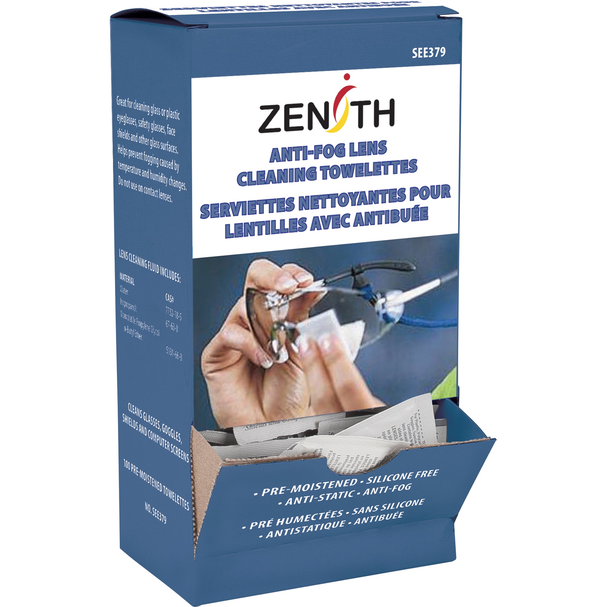 Zenith Safety Products Lens Cleaning Towelettes, 5" x 8", Pack Of 100