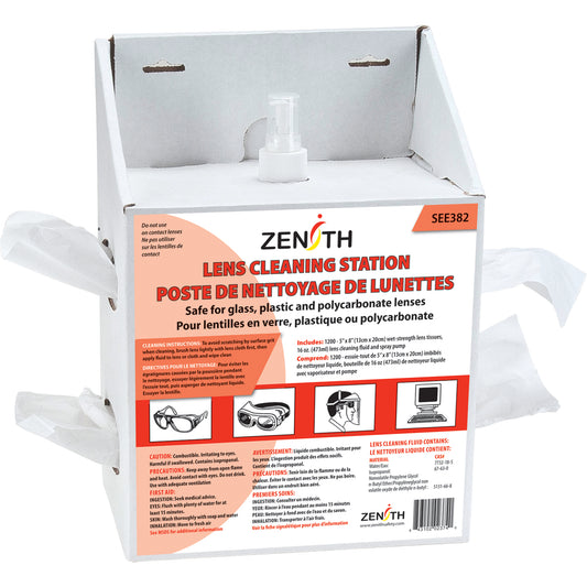 Zenith Safety Products Disposable Lens Cleaning Station, Cardboard, 8" L x 5" D x 12-1/2" H