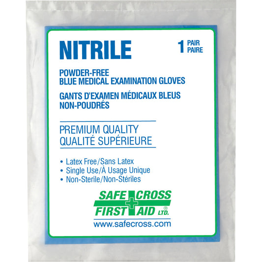 Safecross Medical Examination Gloves, Large, Nitrile, 5-mil, Powder-Free, Clear, Class 2