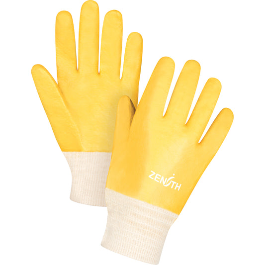 Zenith Safety Products Rough-Finish Chemical-Resistant Gloves, Size 9, 10" L, PVC, Interlock Inner Lining, 47-mil