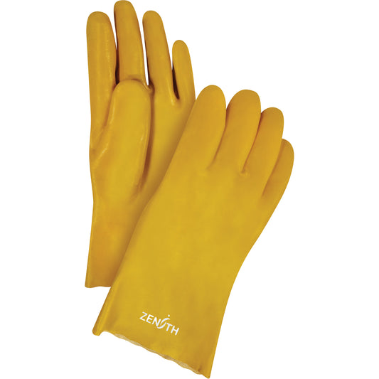 Zenith Safety Products Smooth Finish Gloves, Size Large, 12" L, PVC, Interlock Inner Lining, 47-mil