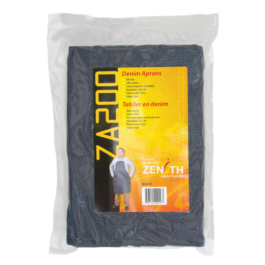 Zenith Safety Products Apron, Cotton, 38" L x 28" W, Blue