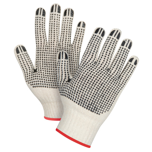Zenith Safety Products Heavyweight Double-Sided Dotted String Knit Gloves, Poly/Cotton, Double Sided, 7 Gauge, Small